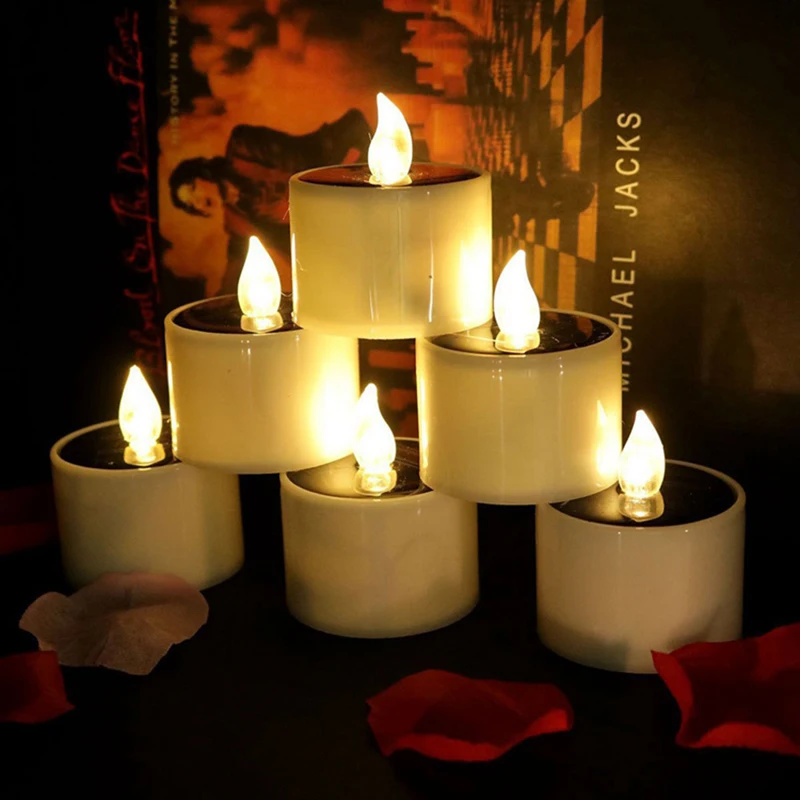 Saulės Flameless LED Žvakės Šviesos Modeliavimo Mirgėjimas Arbata Šviesos Vandeniui Elektros Žvakė Sodo Romantiškas Vestuves Dekoras