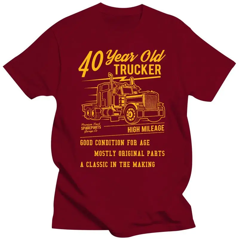 2022 Naujas Juokingi 40 Metų Sunkvežimio vairuotojas Šūkis & Sunkvežimio Vairuotojas Transportu Motyvas Už 40 Gimtadienį, Jubiliejų Dovana Mens Black T-Shirt Viršų 1