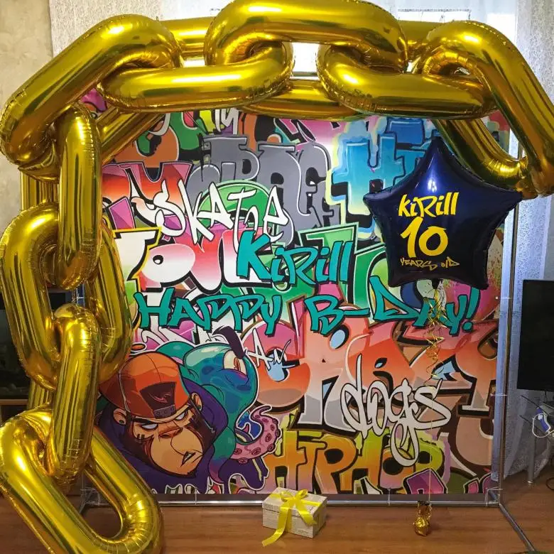 10vnt 16inch Gimtadienio Dekoracijas Milžinišką Balionai Aukso, Sidabro Grandinės Kolbų Hip-Hop Temą Atveju Šalis Dekoro Prekių Globos 1