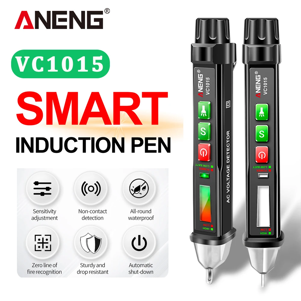 ANENG VC1015 Ne-susisiekite su AC Įtampos Detektorius Testeris, Matuoklis 12V-1000v Pen Stilius Elektros Indikatorius LED voltmetras Vape Pen 0