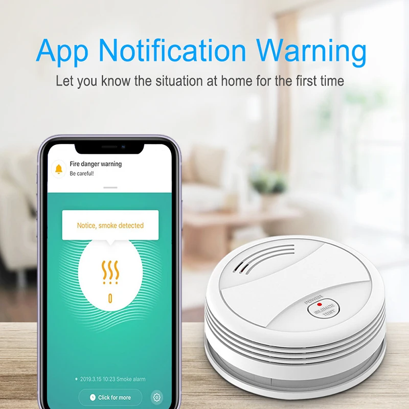 CoRui Belaidžio Priešgaisrinės Signalizacijos Jutiklis Tuya-Wifi Smart Dūmų Detektorius Kontrolės Tuya App Home Office Dūmų Signalizacijos Priešgaisrinė Apsauga