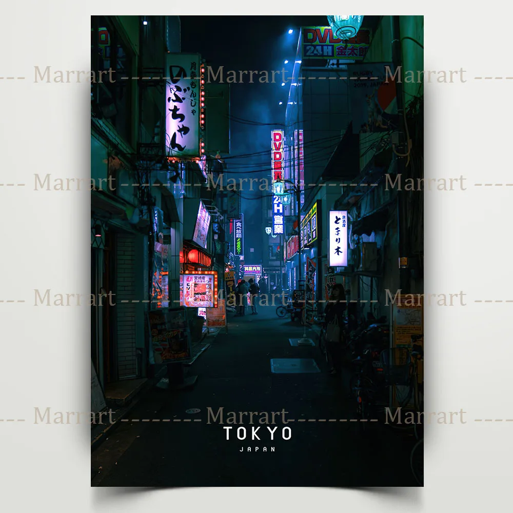 Tokijo Bokštas Ir Mount Fuji Film Stiliaus Kelionių Kraštovaizdžio Meno Spausdinti Tokijo Gatvėse Naktį Modernus Plakatas Spausdinimo Namų Dekoro Sienos Menas