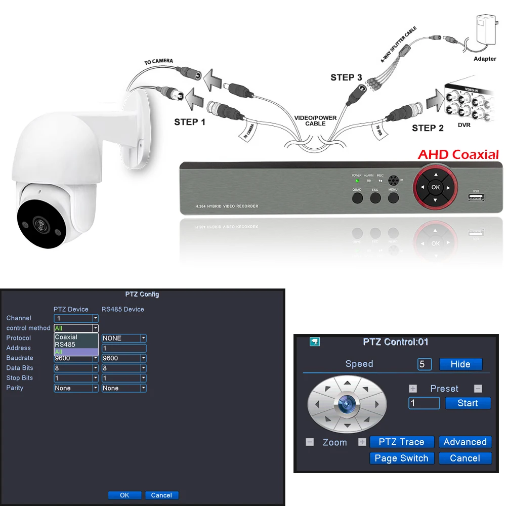 1080P PTZ Kamera HAINAUT Lauko Analoginis CCTV Kameros, Namų Apsaugos Sistema, IP66 atspari Vandeniui Infraraudonųjų spindulių Naktinio Matymo Stebėjimo Kamerą 4