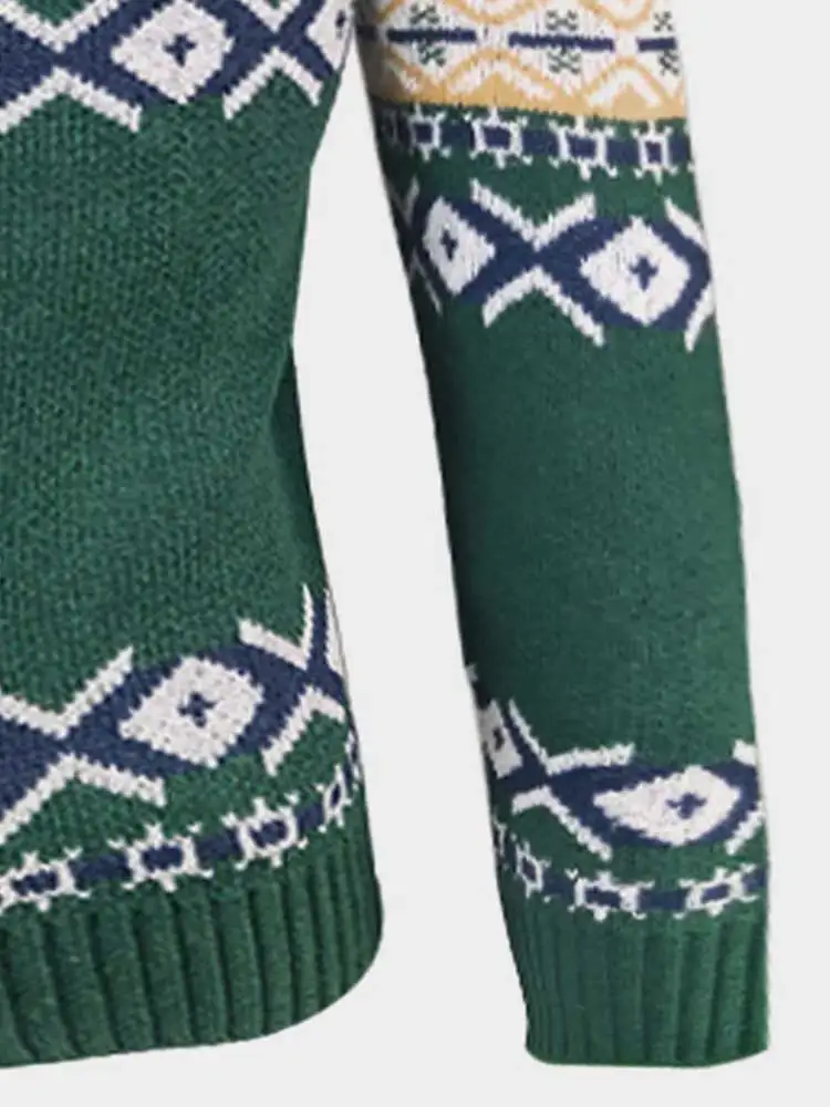 ZAFUL Megztiniai Megztinis Vyrams Etninės Actekų Atspausdintas Kalėdų Graphic Džemperis Cardigan Mygtuką Iki Žiemos Unisex Megztiniai Viršų