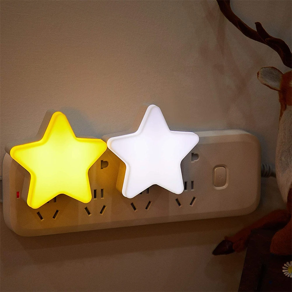 Mini Star LED Nakties Šviesos Naktiniai staleliai, Lempa Energijos Taupymo Dekoras, Šviesos Vaikai, žvaigždžių senser Kambarį Miegamojo Apšvietimo Lempos Lizdas