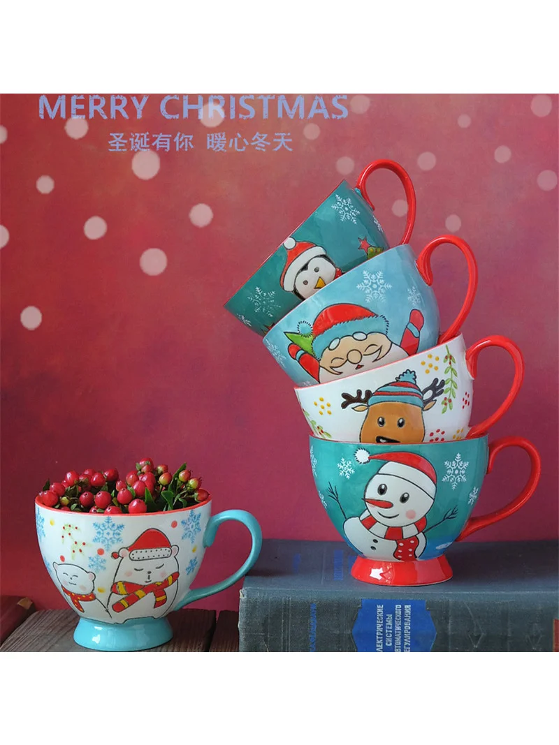 Vaikų dovana Kalėdų vandens puodelį Keraminės kavos puodelio Pora taurės Pusryčiai taurės Didelis spalvų office vandens puodelis gali būti šildomas 4