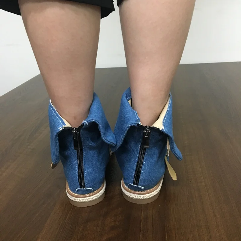 REAVE KATĖ Mėlyna Džinsinio audinio batus moteris sagtis Gladiatorių Sandalai Moterims Vasaros Džinsus, Batus vakarų bateliai sandalias Plius Dydis 43 2