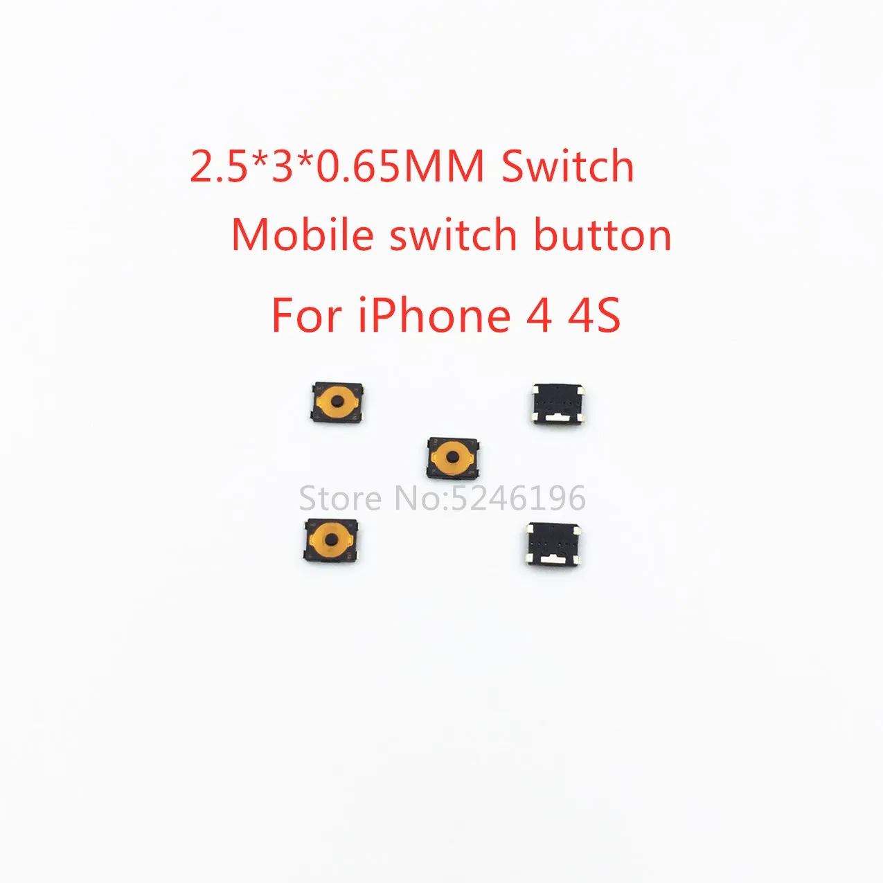 10-100vnt 2.5*3*0.65 MM 2.5x3x0.65MM iPhone 4 4G 4S Lytėjimo Mygtukas Jungiklis Taktiškumas 4 Pin Micro Switch SMD Mobiliųjų Telefonų C