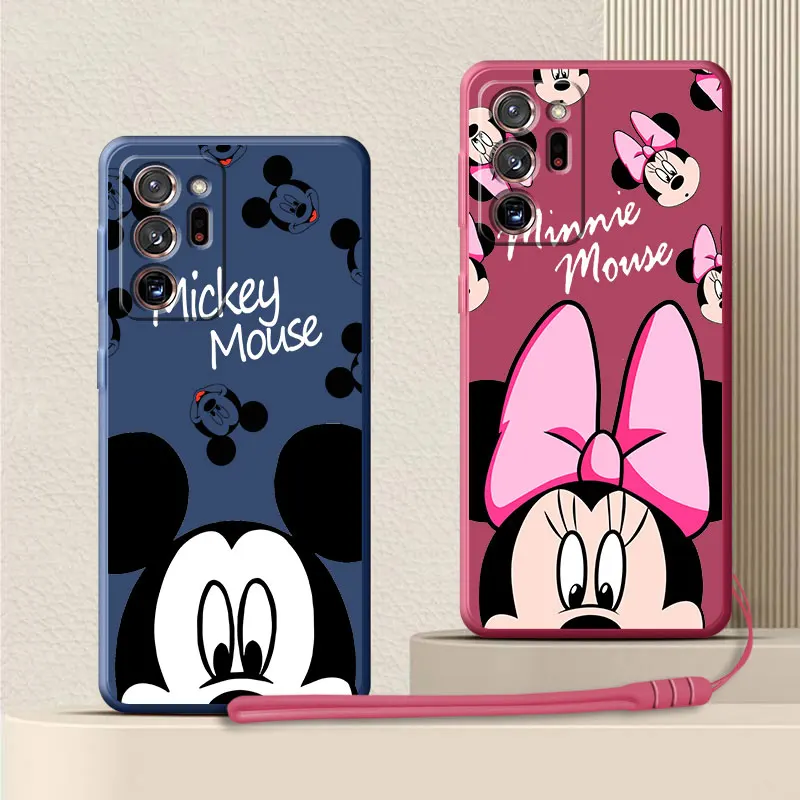 Mickey Mouse Telefono dėklas, skirtas Samsung Galaxy Note, 20 Ultra 10 Plius 8 9 S20 S21 S22 FE 5G Disney Skystu Silikonu Padengti Su Virvelę 0