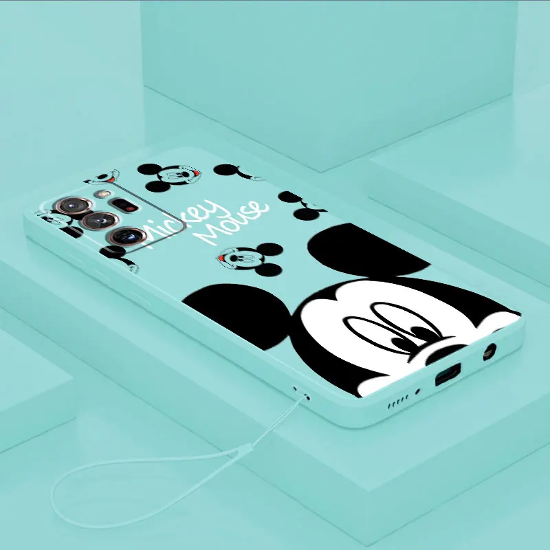 Mickey Mouse Telefono dėklas, skirtas Samsung Galaxy Note, 20 Ultra 10 Plius 8 9 S20 S21 S22 FE 5G Disney Skystu Silikonu Padengti Su Virvelę 4