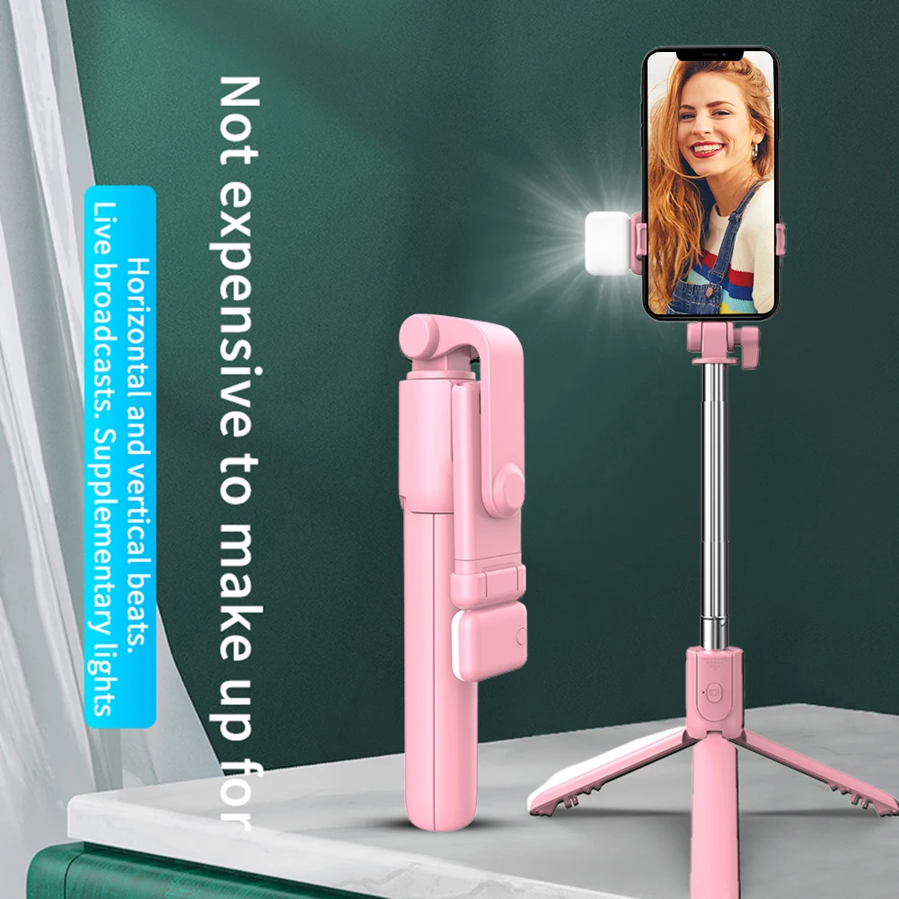 Nešiojamų Selfie Stick Sulankstomas Mini Ištraukiamas Trikojis su Užpildykite Šviesa Belaidžio 