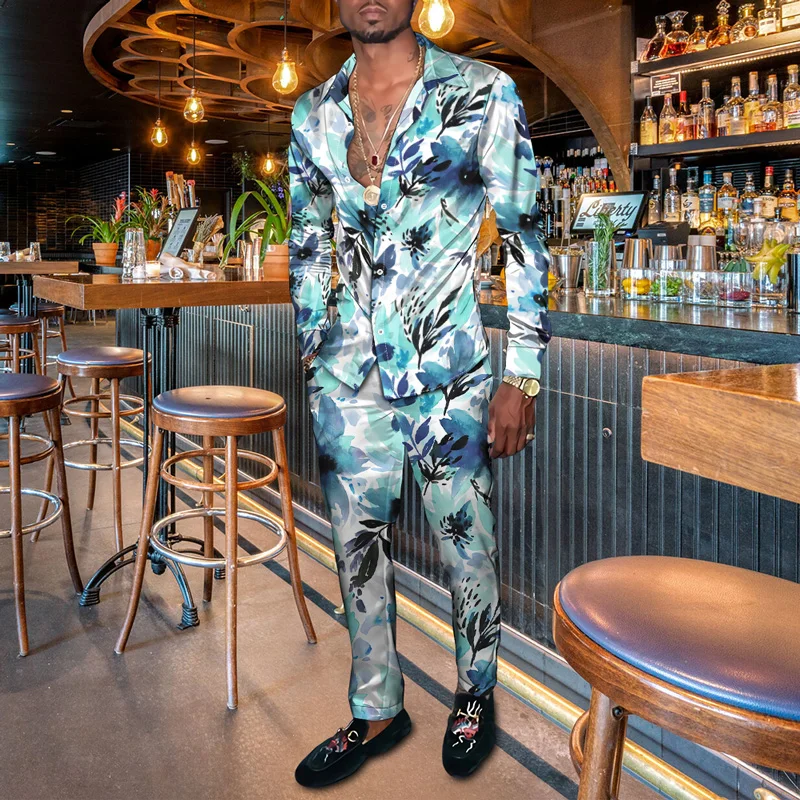 Pavasarį, Rudenį, vyriški Marškiniai, Kelnės Su Havajų Augalų 3D Spausdinimo Harajuku-Dviejų dalių kostiumėlį Pačios Spalvos Extra Large Dydis 4