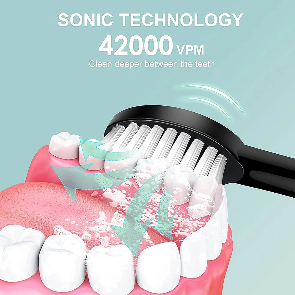 Sonic Elektros dantų šepetėlį Suaugusiųjų Smart Laiko Dantų Šepetėliu, Dantų Balinimas Greitas USB Įkraunamas dantų Šepetėlis Pakeitimo Galvos J189