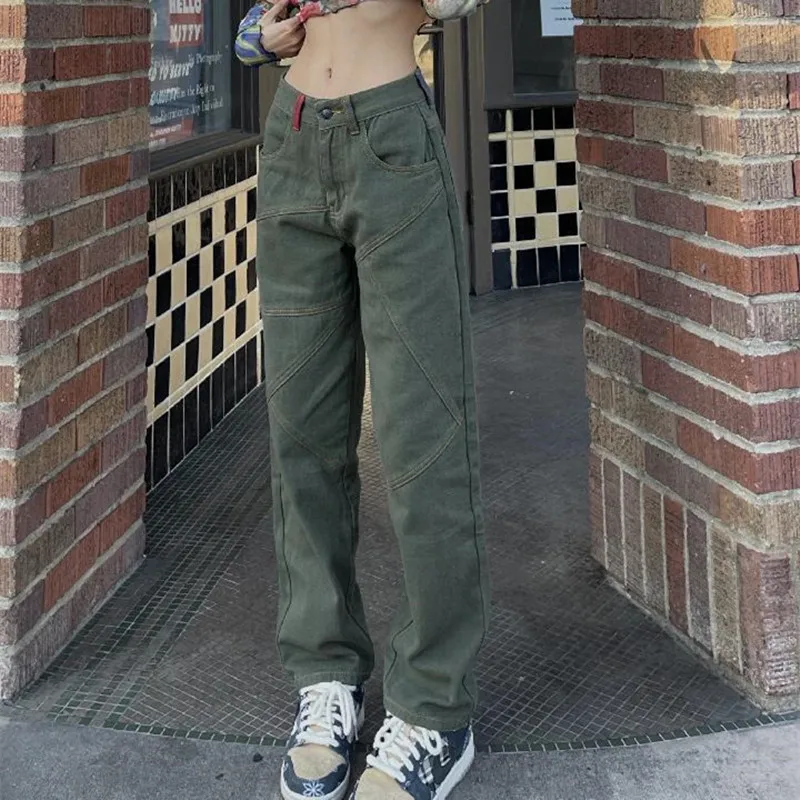 Retro Kratinys Džinsai Moteris Aukštos Juosmens korėjos Mados Streetwear Y2k Tiesiai Baggy Kelnės Atsitiktinis Džinsinio audinio Kelnės 4XL Dydžio 0
