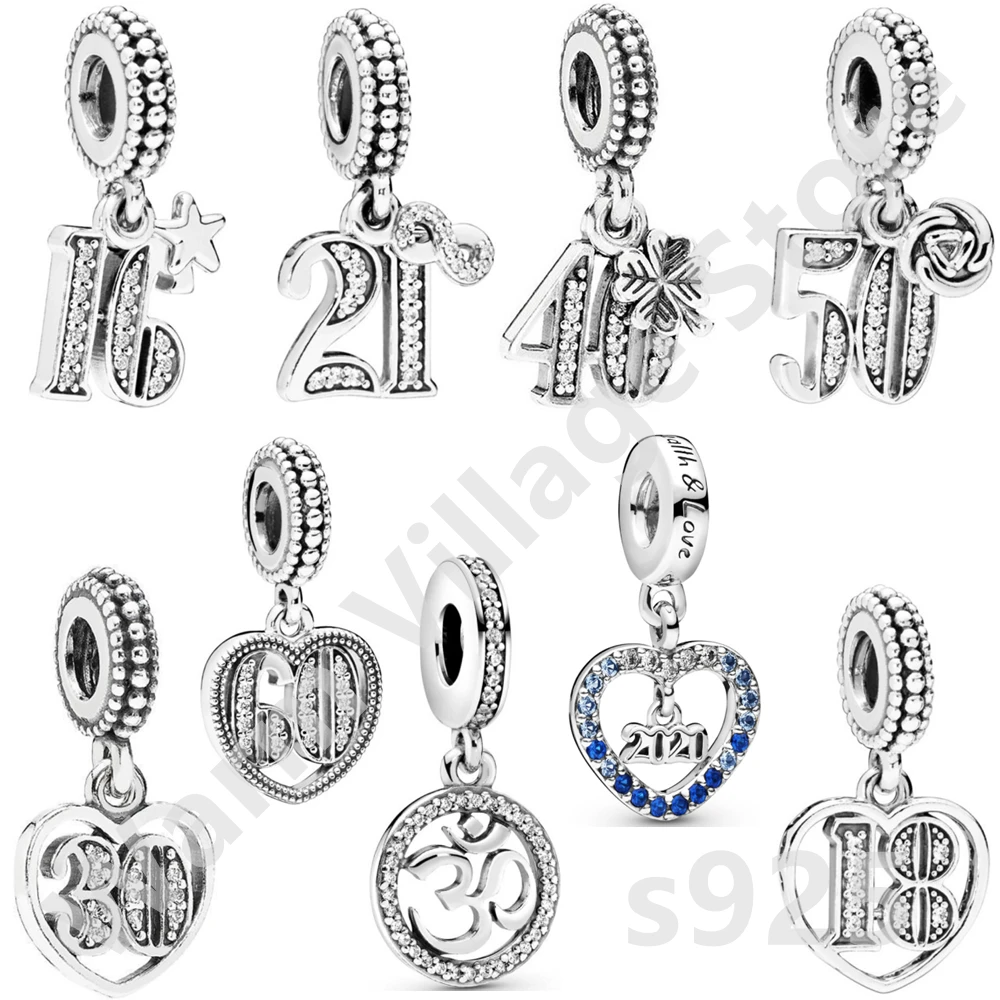 925 sterlingas sidabro pakabukas skaitmeninis suderinamas su originaliu Pandora apyrankės juvelyrikos priėmimo 16, 18, 21, 30, 40, 50, naujovė 1
