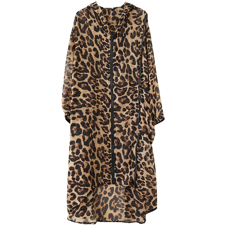 Ponia Ilgai Leapard Marškinėliai Pavasarį Moterys Prarasti Bliuzono Viršūnes Femme Ilgai Leopard Viršūnes Moterų Hoodies 3
