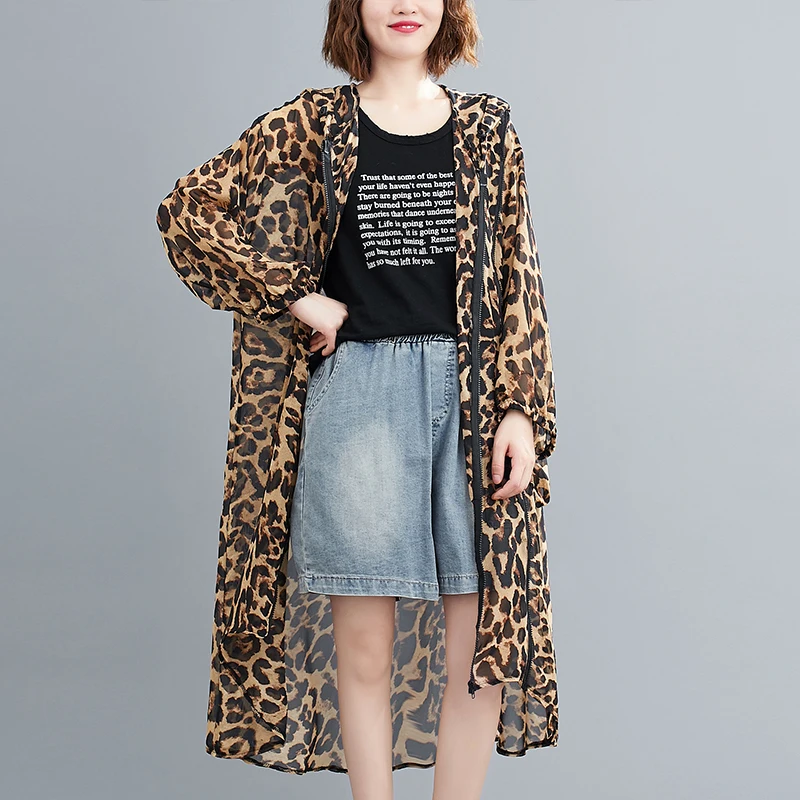 Ponia Ilgai Leapard Marškinėliai Pavasarį Moterys Prarasti Bliuzono Viršūnes Femme Ilgai Leopard Viršūnes Moterų Hoodies 4