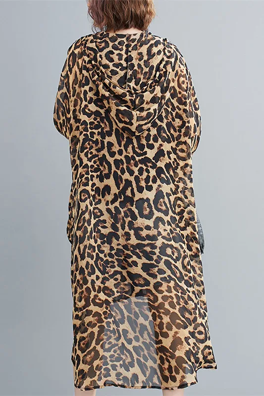 Ponia Ilgai Leapard Marškinėliai Pavasarį Moterys Prarasti Bliuzono Viršūnes Femme Ilgai Leopard Viršūnes Moterų Hoodies 5