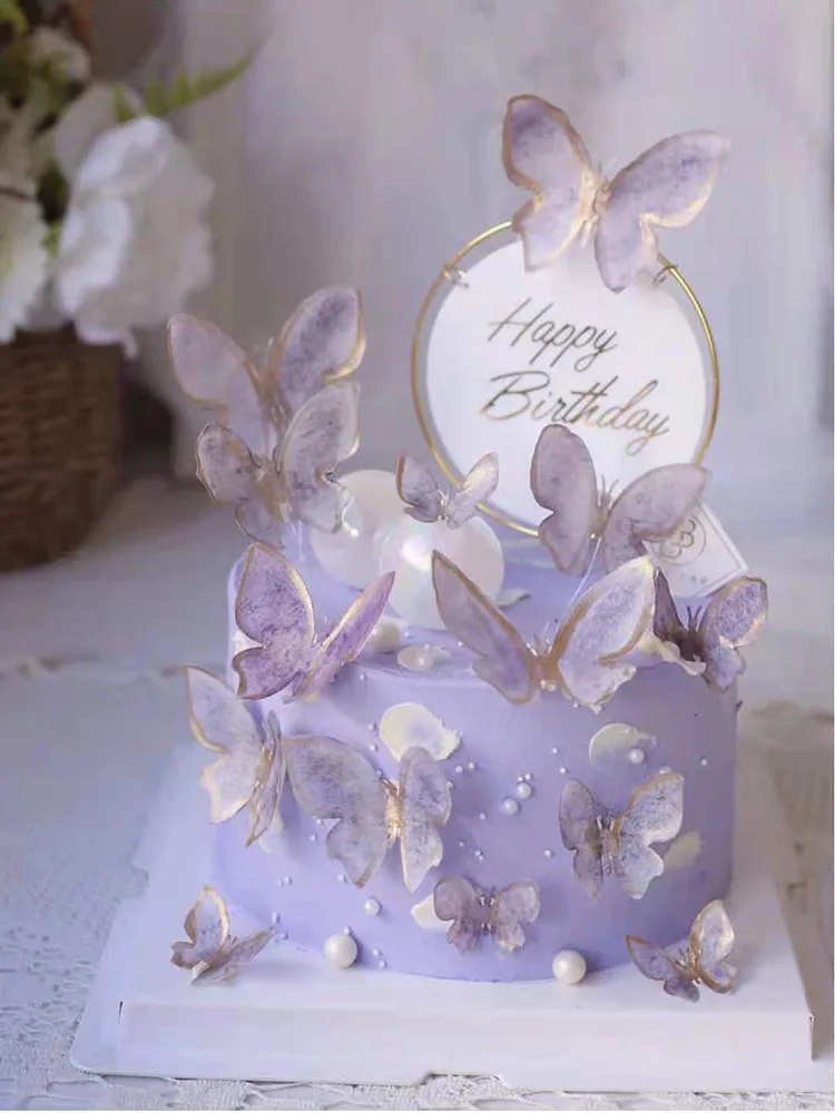 10vnt Happy Birthday Cake Toppers Pyragas Apdaila Rankų darbo Dažytos Drugelis Tortas Topper Vestuvių Gimtadienio Baby Shower 5