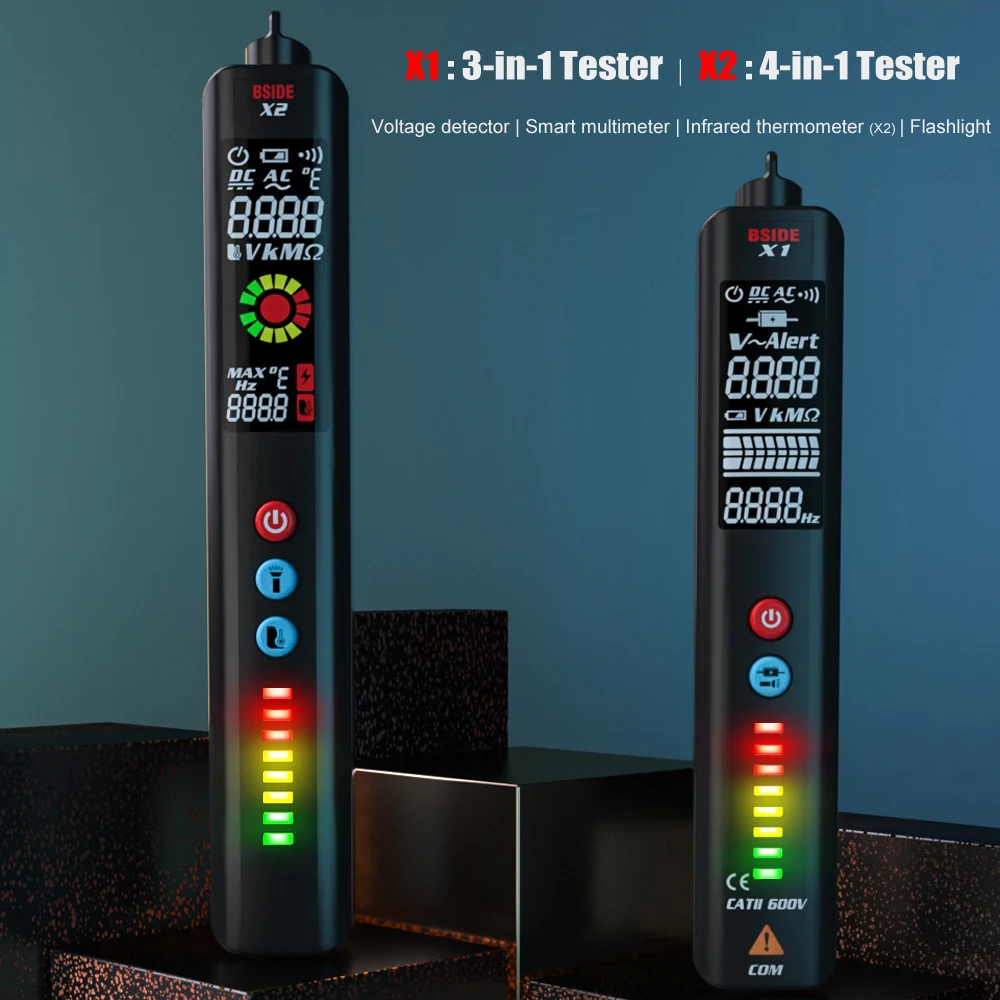 BSIDE X1 X2 skaitmeninis multimetras infraraudonųjų spindulių termometras ne-kreipkitės įtampos testeris spalvos, analoginis juostos EBTN Ekranas Live wire NCV Bandymas