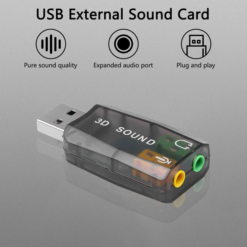 Mini Išorinė USB Garso Plokštę Su 3,5 mm Mic Ausinių Lizdas Stereo 3D Ausinės, Audio Adapteris Garsiakalbis Sąsaja Nešiojamas KOMPIUTERIS 2