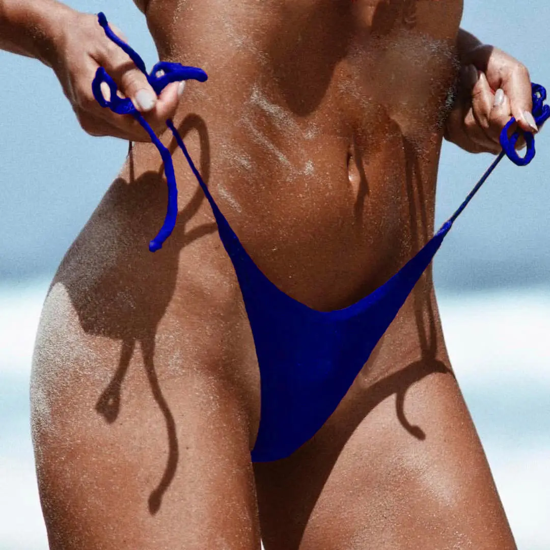 Seksualus, Moterų Plaukimo kelnes Brazilijos Įžūlus Bikini Bottom Pusėje Kaklaraištis Diržas Maudymosi Kostiumas Swimsuit Tvarstis Kaklaraištis Pusėje Paplūdimio kelnės 2
