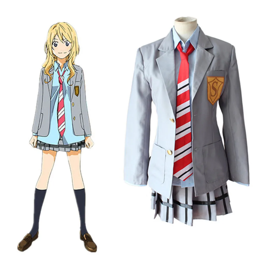 Jūsų Melas balandžio Miyazono Kaori Arima Kousei Cosplay Kostiumų Japonų Anime mokyklines Uniformas Helovinas Fancy Kostiumas 0