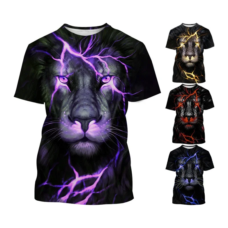 Vasaros Nauja, vyriški T-shirt Gyvūnų Liūtas 3D Spausdinimo Mados Hip-hop Juokinga trumparankoviai marškinėliai Viršuje XS-5XL 2