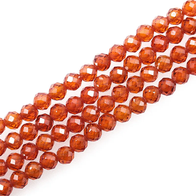 Gamtos Perlas Akmens Oranžinės spalvos Granato Karoliukai Kryptis Briaunotas Apvalus 3mm, 