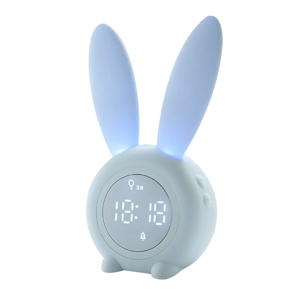 Cute Bunny Ausies LED Skaitmeninis Laikrodis-Žadintuvas Elektroninių USB Garso Valdymo Triušis Naktį Lempos, Stalo Laikrodis Namų Puošybai