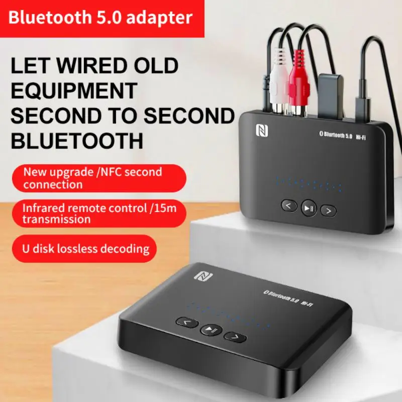 Bluetooth 5.0 Garso Imtuvas, NFC U Disko RCA 3.5 mm AUX USB Stereo Muzikos Belaidžio ryšio Adapteris Su Mic Automobilio Rinkinio Garsiakalbio Stiprintuvo