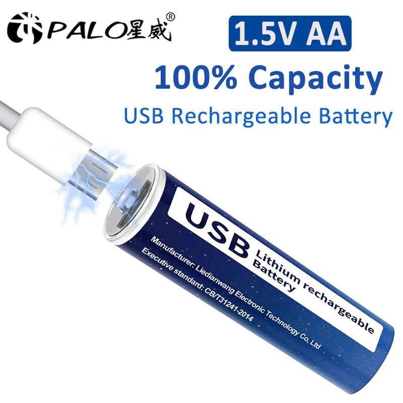 PALO 1,5 V AA Li-Ion Baterija 2800mWh Li-Polimero USB AA Įkraunamos Ličio jonų Baterijos Batteri AA Už Pelė, Klaviatūra+USB Laidas 3