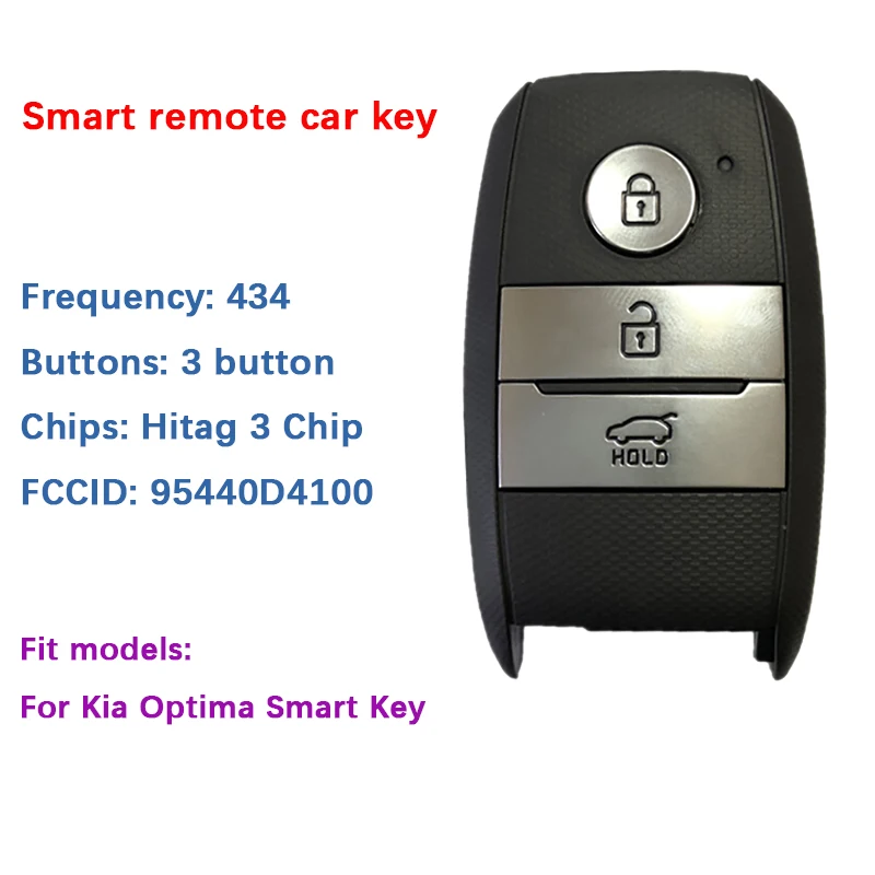 CN051113 Antrinėje rinkoje 3 Mygtuką Smart Raktas Kia Optima Nuotolinio 434Mhz HITAG 3 Atsakiklis Chip FCCID SVI-JFFGE03 95440-D4100 1