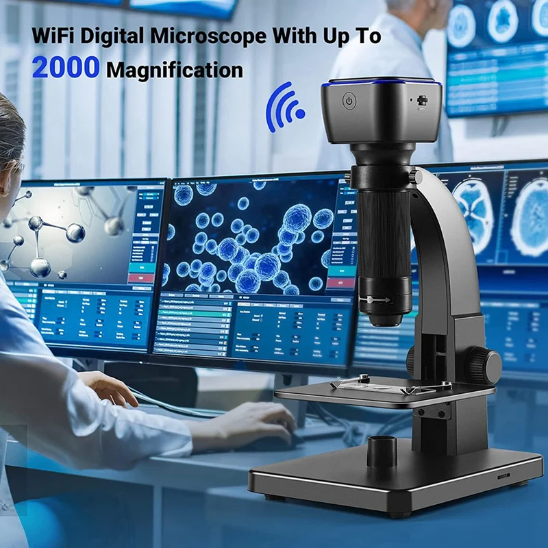 2000X Biologinių Skaitmeninis Mikroskopas Wifi USB Mikroskopą Su Skaitmenine & Mikrobų Objektyvas Su 11 Reguliuojamas LED 0