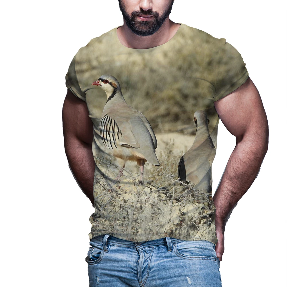 3D Spausdinimo Harajuku T-Shirt Vasaros Gyvūnų Medžioklės Kurapka Paukščių Mados Atsitiktinis Vyrų marškinėlius trumpomis rankovėmis Streetwear Vyras