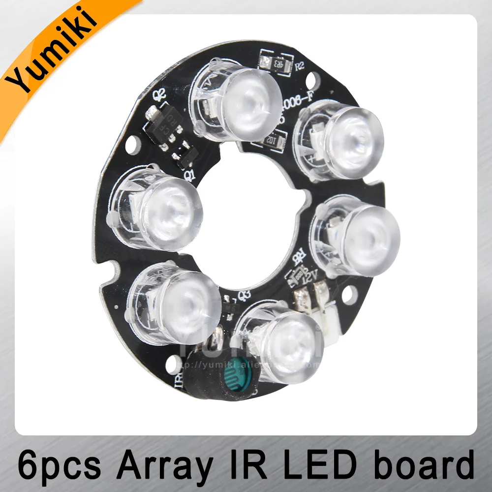 Yumiki Naujas 6pcs matrica LED IR Led Infraraudonųjų spindulių Valdybos CCTV kameros, naktinio matymo (45mm skersmens) balta