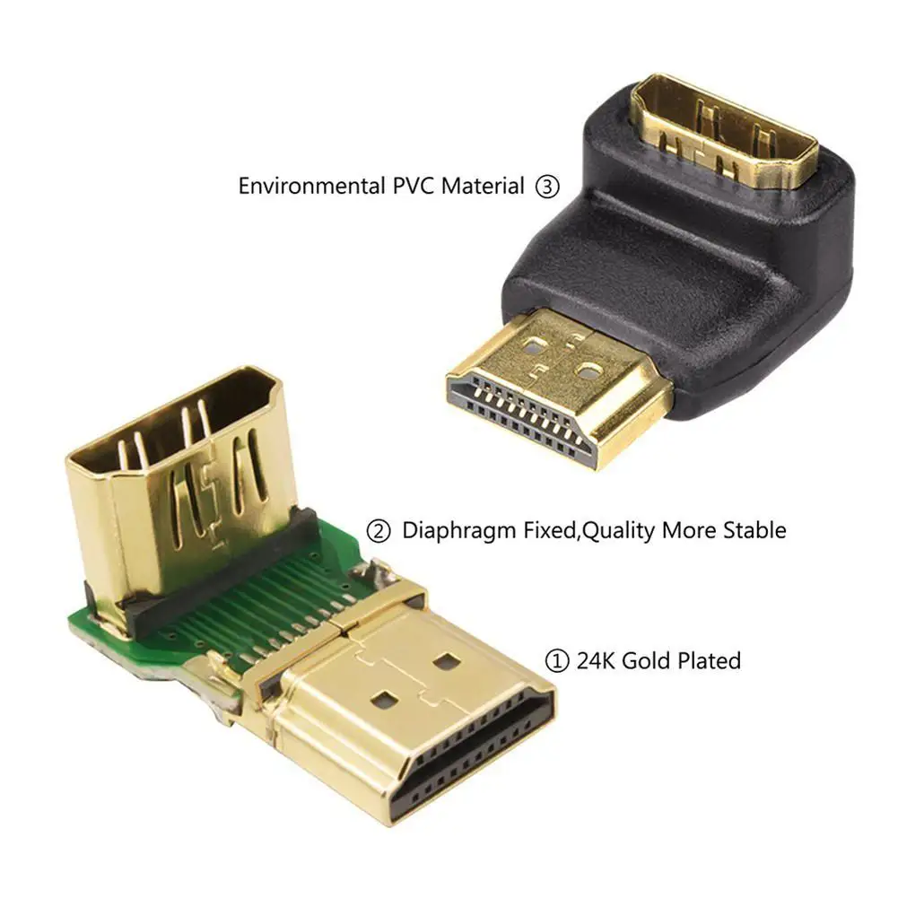 HDMI suderinamus Adapteris 90 270 Laipsniu stačiu Kampu 4K HDMI suderinamus Extender Vyrų ir Moterų L-type Kabelio Jungtis Priedai 2