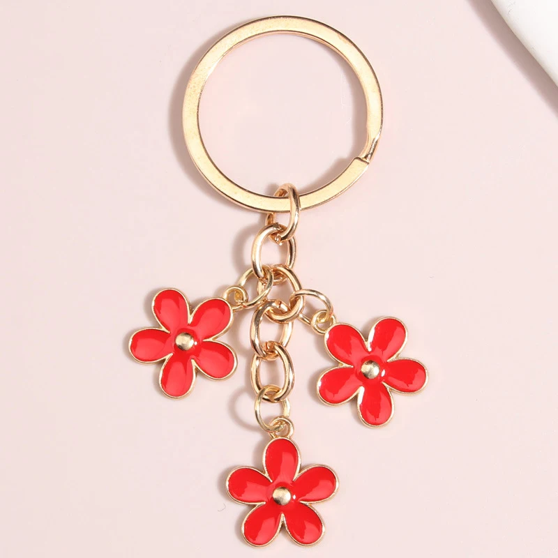 Mielas Emalio Keychain Spalvinga Sakura Gėlių Raktų Žiedas Saldus Raktų pakabukai Moterų, Mergaičių, Rankinės Accessories 