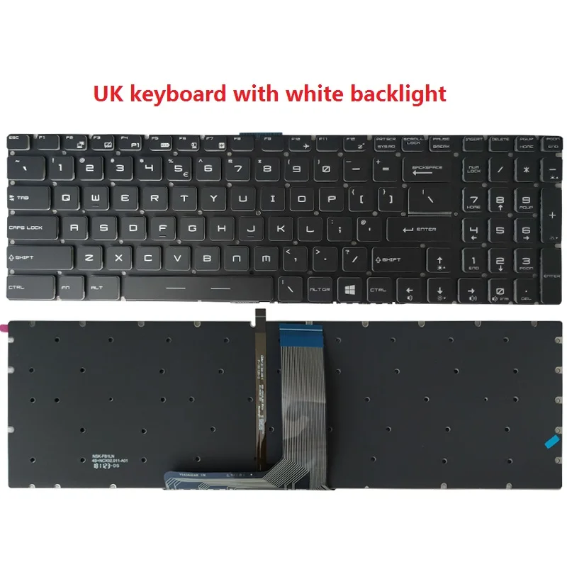 UK/ispanų nešiojamojo kompiuterio klaviatūra MSI GF75 Plonas 8RC 9RD 9RD 9SC 9SE MS-17F1 MS-17F2 MS-17F5 MS-1791 MS-1792 MS-1793 MS-1795 MS-1796 3