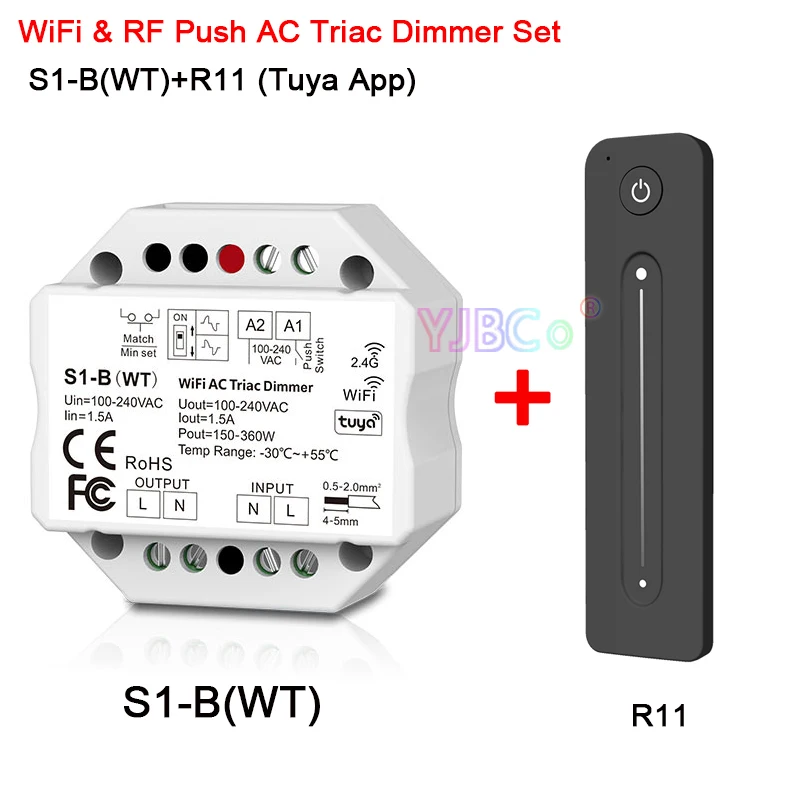 S1-B WT Wifi Led Simistorių RF Dimeris R1/R11 2.4 G Belaidis Nuotolinio AC 110V-220V 1.5 A 150W-360W Stumti Dimeris LED Controller Switch