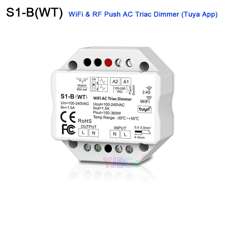 S1-B WT Wifi Led Simistorių RF Dimeris R1/R11 2.4 G Belaidis Nuotolinio AC 110V-220V 1.5 A 150W-360W Stumti Dimeris LED Controller Switch 4