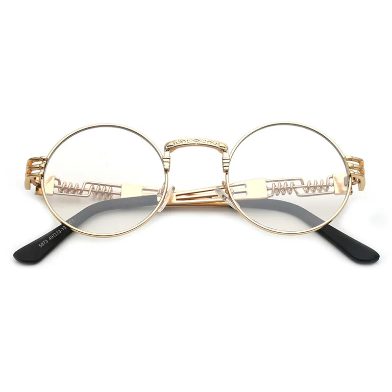 Kachawoo vintage retro akiniai vyrų aukso metalo rėmas, skaidraus lęšio vėpla apvalių akinių rėmeliai moterų apdailos 2018 ochelari femei 3