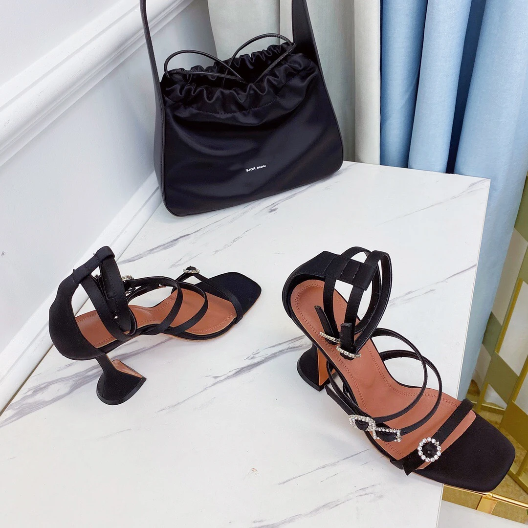 2022 m. Vasarą Siauros Juostos strappy Atidaryti tne sandalai Slip-on Moterų Sandalai kačiukas heelsl aukšti kulniukai Aikštėje pirštai Peep tne sandalai 5