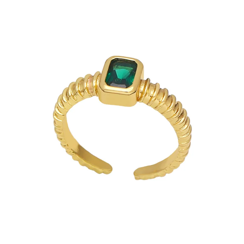 Nauji Green Diamond Širdies Žiedai Moterų Paprastas Prabangos Geometrinis Reguliuojamas Žiedo Moterų Mados Dizaino Papuošalai, Aksesuarai, Didmeninė 3