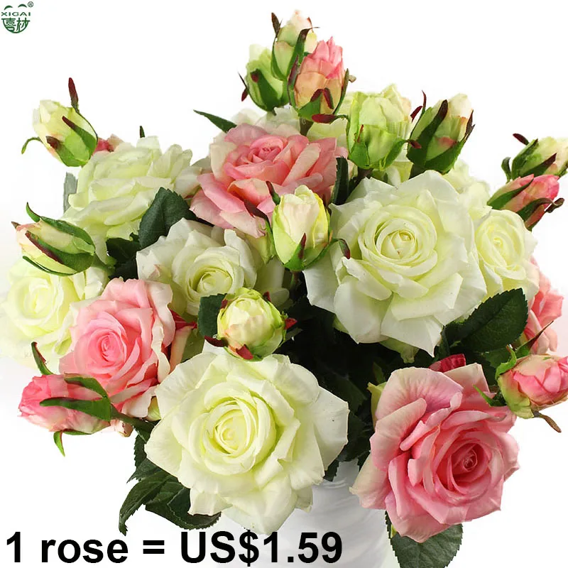 Nekilnojamojo Touch Rose Rinkiniai Puokštė Latekso Padengtas Šilko Gėlių Home/Vestuves/Marrige/Šalis Dekoro Gėlių, Dekoratyvinių Dirbtinės Gėlės