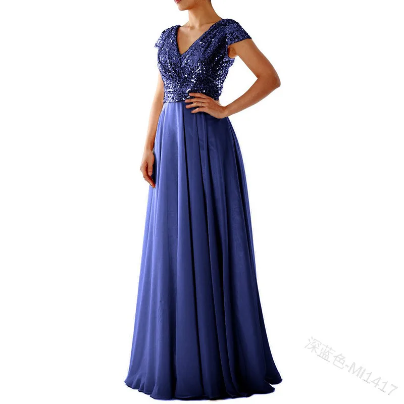 Elegantiškas Moteris Vakarinę Suknelę Ilgą Šifono Baigimo Smėlio Juoda Violetinė Vestuves Prom Dresses Blizgančiais Didmeninė Mergaitės, V-Kaklo 1