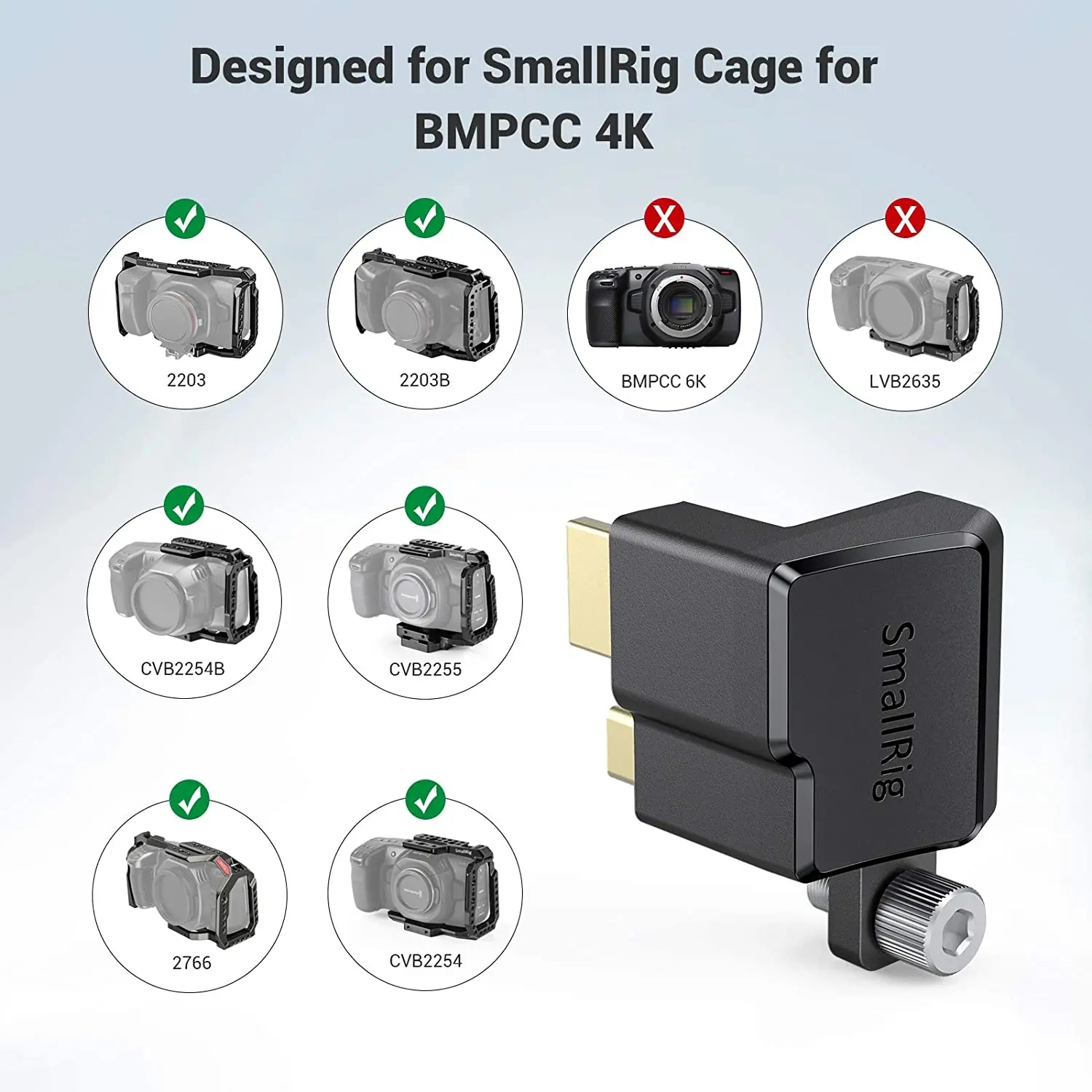 SmallRig Tipas-C stačiu Kampu Adapteris BMPCC 4K vaizdo Kamera Narve DSLR Fotoaparatas Įrenginys laikiklis BMPCC 4K vaizdo Kamera 2700