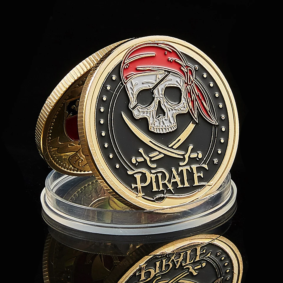 2022 Kaukolė Piratų Laivas Aukso Lobio Monetų Liūtas Jūros Veikia Laukinių Kolekcines Monetos Vaule